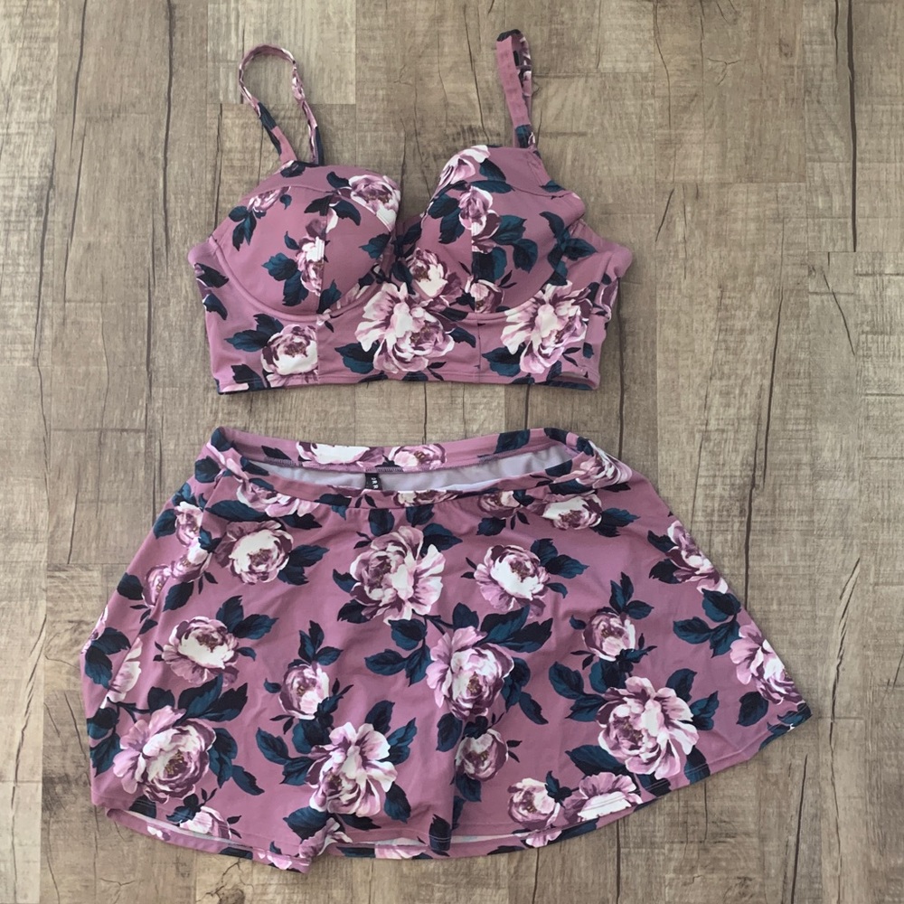 Plus size swim skirt bikini